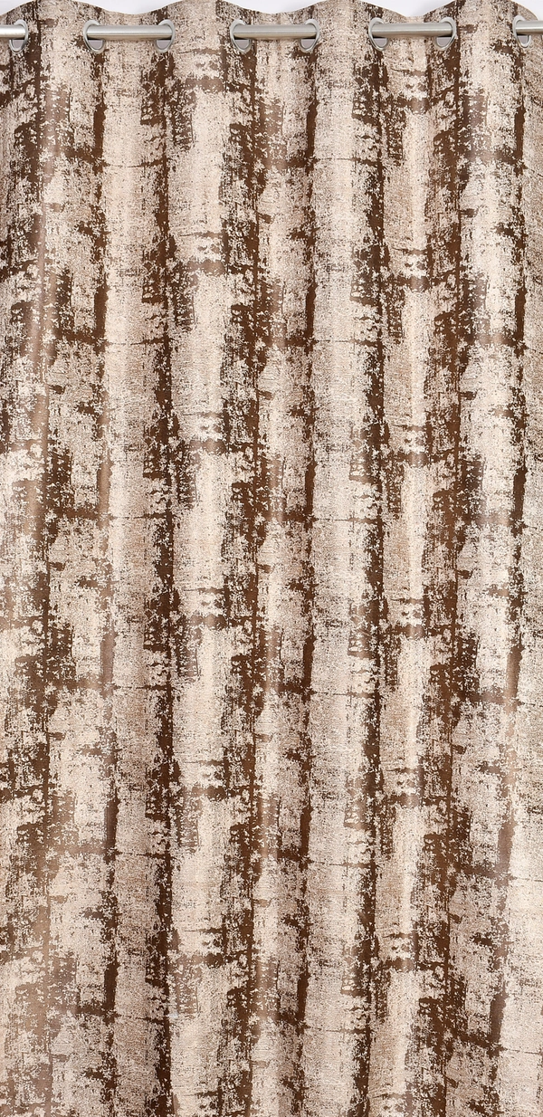 Panipat Textile Hub Polyester Eyelet Brown Designer Print curtains Pack of 2 - Window (4x5 Feet)