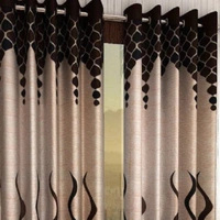 Panipat Textile Hub polyester Eyelet Brown Printed Design curtains Pack of 2 - Long Door (4x9 Feet)