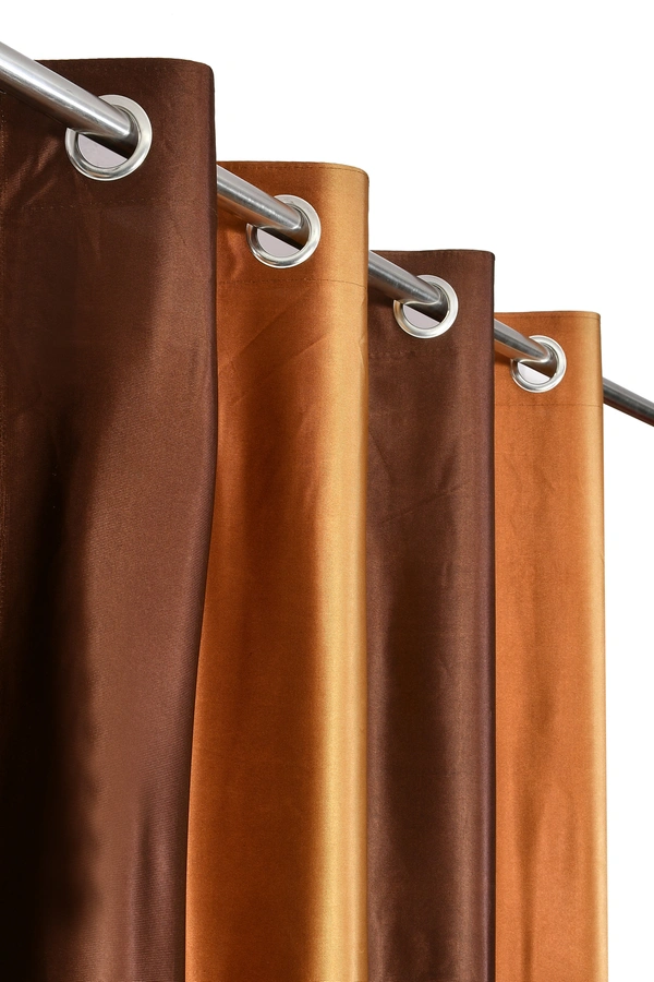 Panipat Textile Hub Polyester Eyelet Brown  Solid Long Crush  curtains Pack of 2 - Window (4x5 Feet)