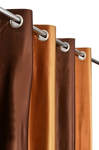 Panipat Textile Hub Polyester Eyelet Brown  Solid Long Crush  curtains Pack of 2 - Window (4x5 Feet)