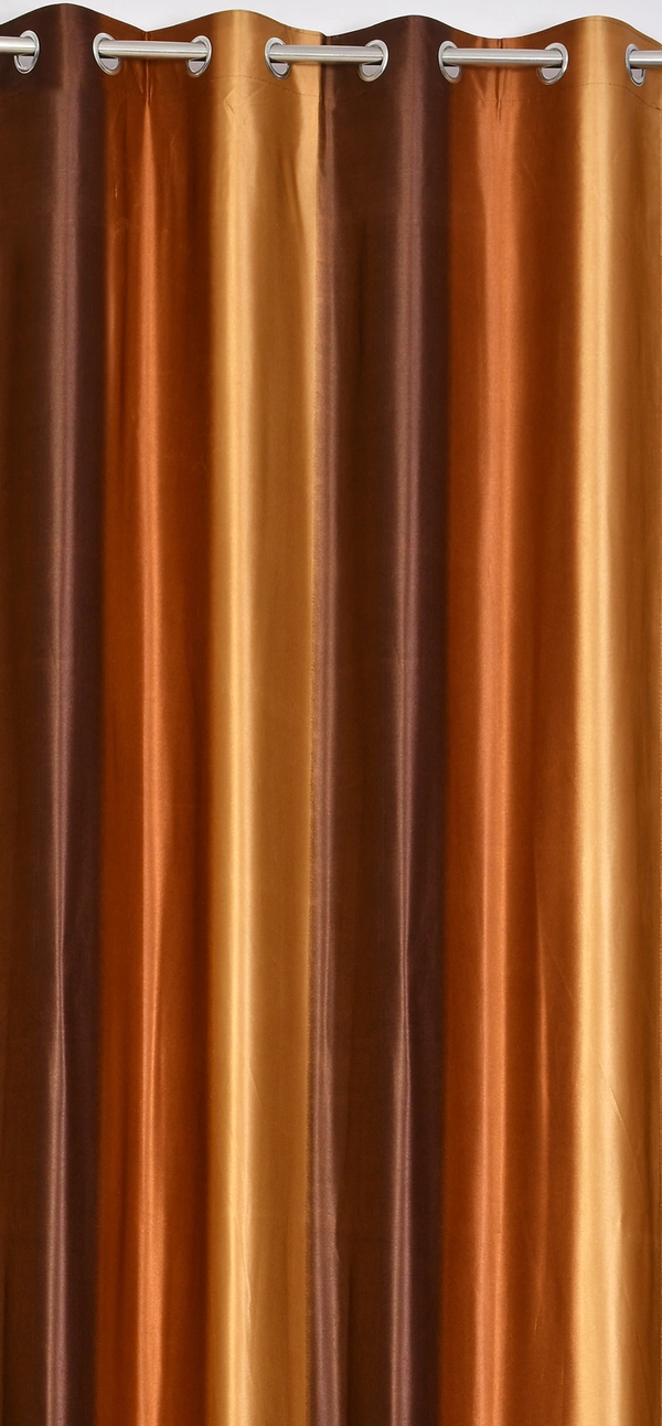 Panipat Textile Hub Polyester Eyelet Brown  Solid Long Crush  curtains Pack of 2 - Window (4x5 Feet)