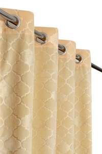 Panipat Textile Hub Polyester Eyelet Cream Designer Print Velvet Blackout curtains Pack of 2 - Door (4x7 Feet)
