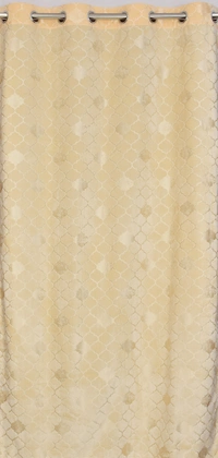 Panipat Textile Hub Polyester Eyelet Cream Designer Print Velvet Blackout curtains Pack of 2 - Door (4x7 Feet)