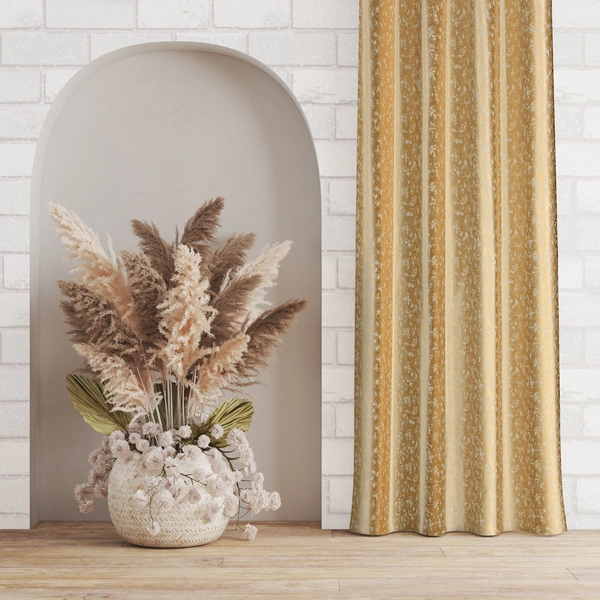 Panipat Textile Hub Polyester Eyelet Cream Designer Print curtains Pack of 2 - Door (4x7 Feet)
