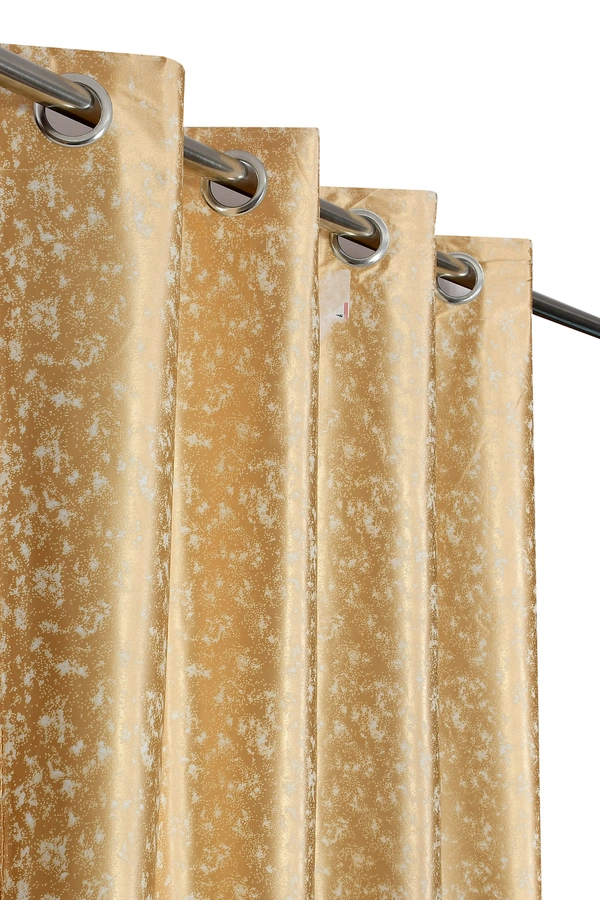 Panipat Textile Hub Polyester Eyelet Cream Designer Print curtains Pack of 2 - Door (4x7 Feet)
