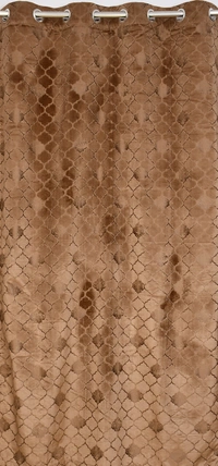 Panipat Textile Hub Polyester Eyelet Gold Designer Print Velvet Blackout curtains Pack of 2 - Window (4x5 Feet)