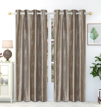 Panipat Textile Hub Polyester Eyelet  Gray Designer Punch Print curtains Pack of 2 - Window (4x5 Feet)