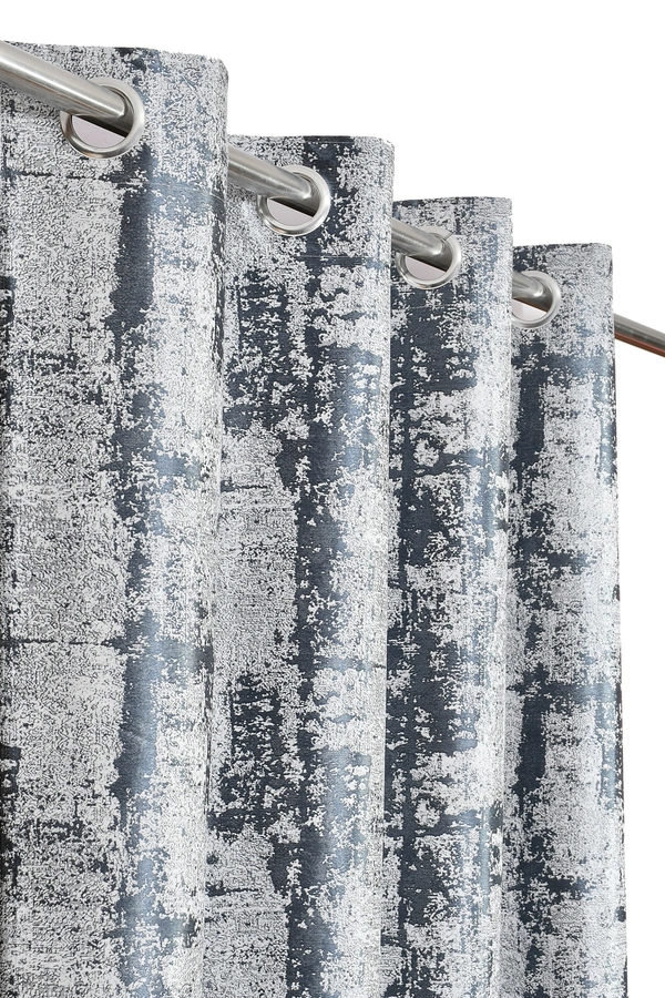 Panipat Textile Hub Polyester Eyelet Gray Designer Print curtains Pack of 2 - Window (4x5 Feet)