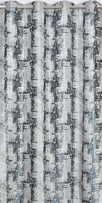 Panipat Textile Hub Polyester Eyelet Gray Designer Print curtains Pack of 2 - Window (4x5 Feet)