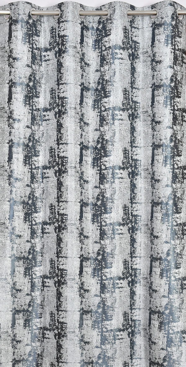 Panipat Textile Hub Polyester Eyelet Gray Designer Print curtains Pack of 2 - Window (4x5 Feet)