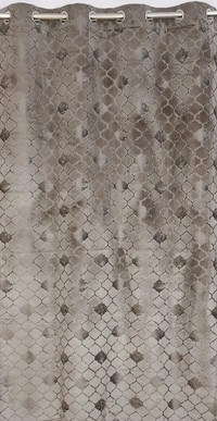 Panipat Textile Hub Polyester Eyelet Gray Designer Print Velvet Blackout curtains Pack of 2 - Window (4x5 Feet)