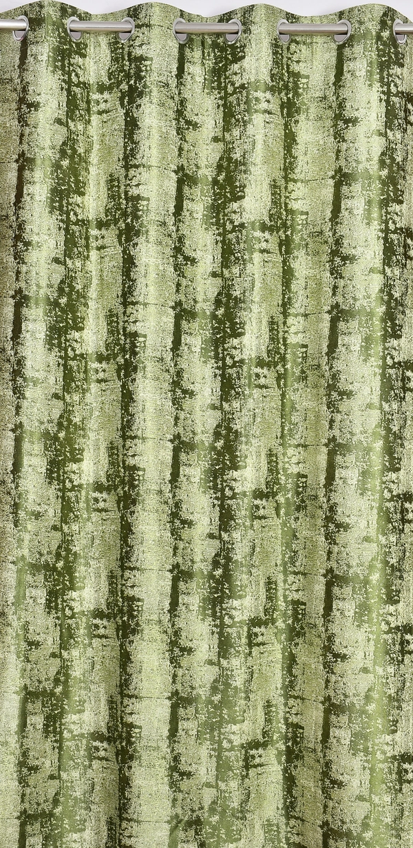 Panipat Textile Hub Polyester Eyelet Green Designer Print curtains Pack of 2 - Window (4x5 Feet)