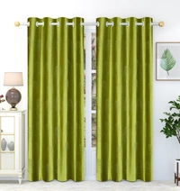 Panipat Textile Hub Polyester Eyelet  Green Designer Punch Print curtains Pack of 2 - Window (4x5 Feet)