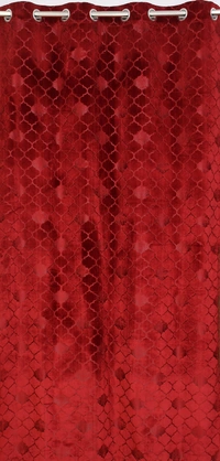 Panipat Textile Hub Polyester Eyelet Maroon Designer Print Velvet Blackout curtains Pack of 2 - Window (4x5 Feet)