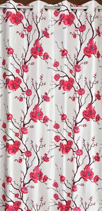 Panipat Textile Hub Polyester Eyelet Maroon Designer Print curtains Pack of 2 - Door (4x7 Feet)