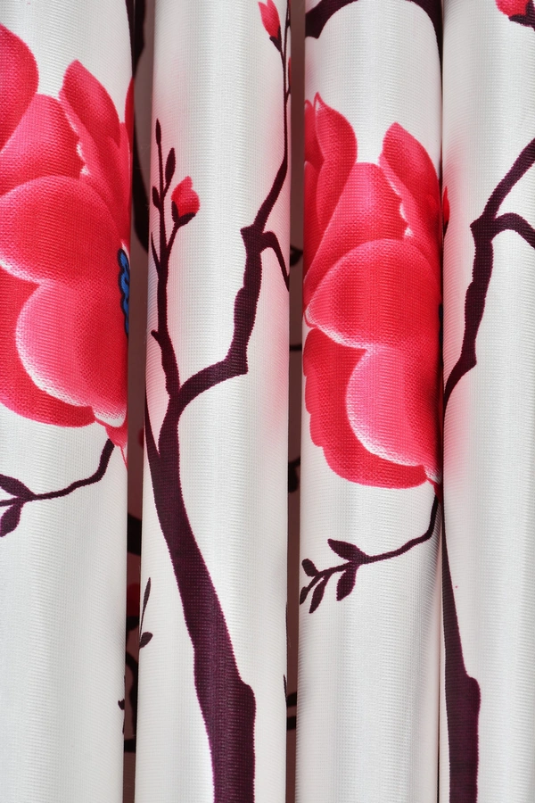 Panipat Textile Hub Polyester Eyelet Maroon Designer Print curtains Pack of 2 - Door (4x7 Feet)
