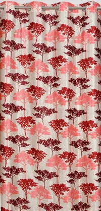 Panipat Textile Hub Polyester Eyelet Maroon Printed Design curtains Pack of 2 - Window (4x5 Feet)