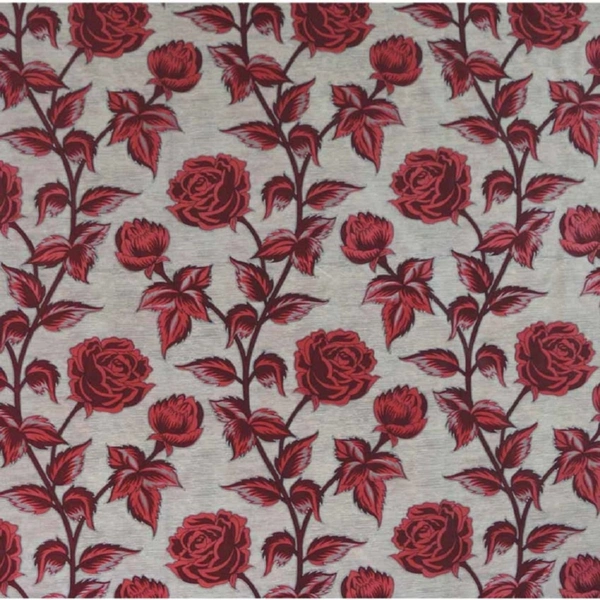 Panipat Textile Hub Polyester Eyelet Maroon Rose Printed Design curtains Pack of 2 - Door (4x7 Feet)