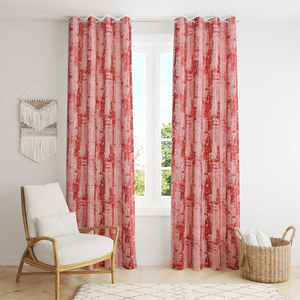 Panipat Textile Hub Polyester Eyelet Marron Designer Print curtains Pack of 2 - Window (4x5 Feet)
