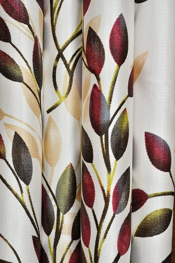 Panipat Textile Hub Polyester Eyelet Marron Designer Print curtains Pack of 2 - Window (4x5 feet)