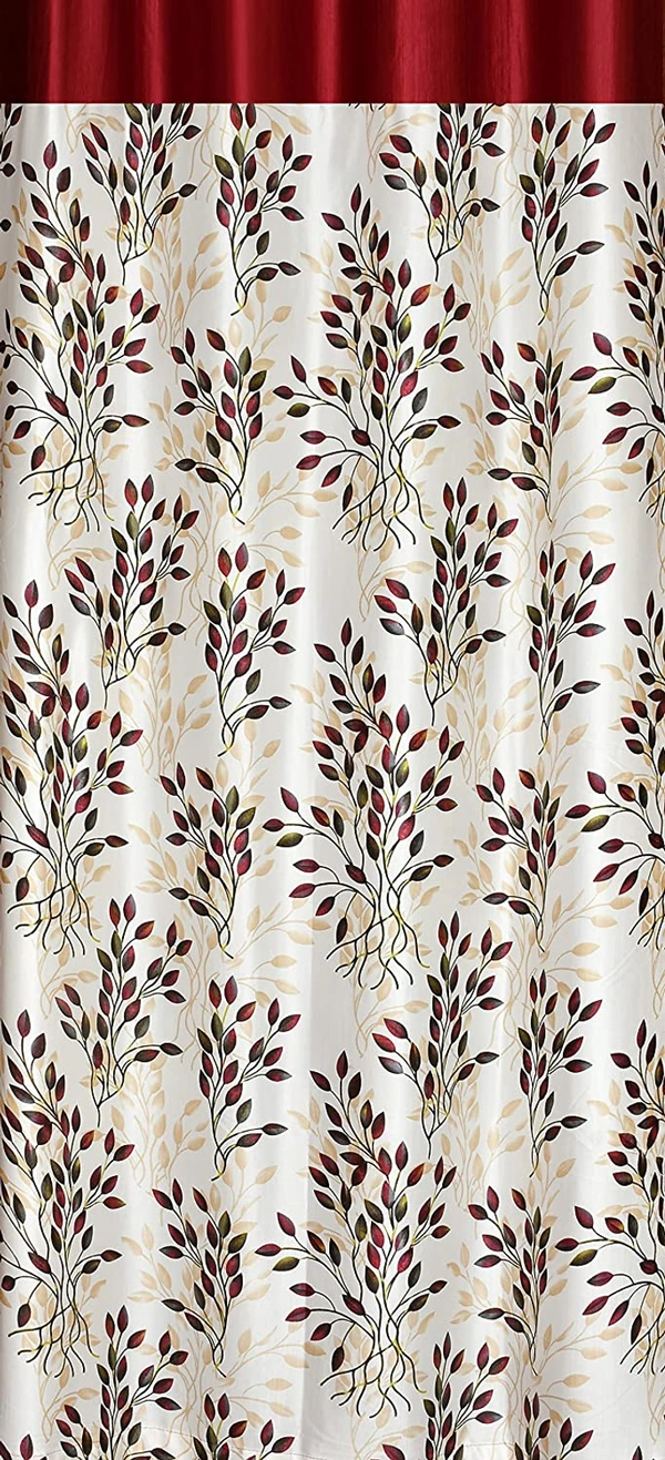 Panipat Textile Hub Polyester Eyelet Marron Designer Print curtains Pack of 2 - Window (4x5 feet)