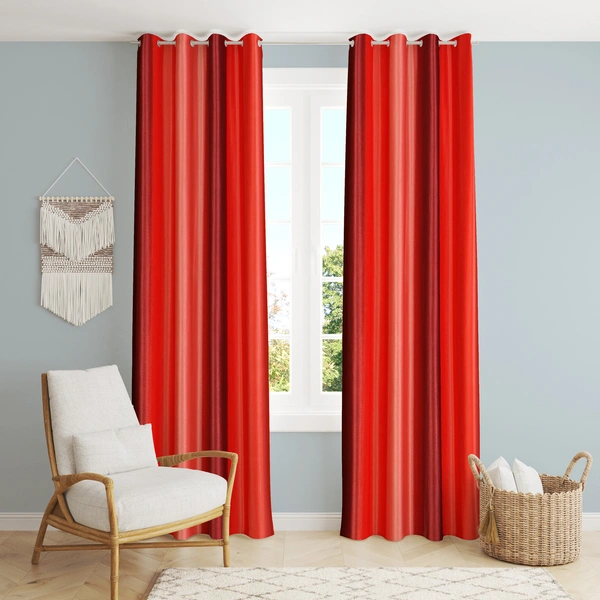 Panipat Textile Hub Polyester Eyelet Marron Solid Long Crush  curtains Pack of 2 - Window (4x5 Feet)