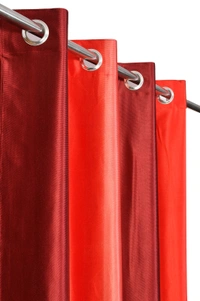 Panipat Textile Hub Polyester Eyelet Marron Solid Long Crush  curtains Pack of 2 - Window (4x5 Feet)