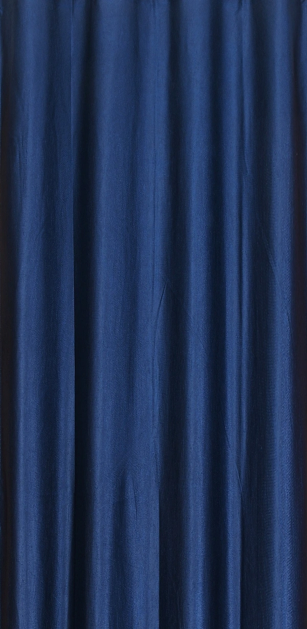 Panipat Textile Hub Polyester Eyelet Navy blue Solid Plain curtains Pack of 2 - Window (4x5 Feet)