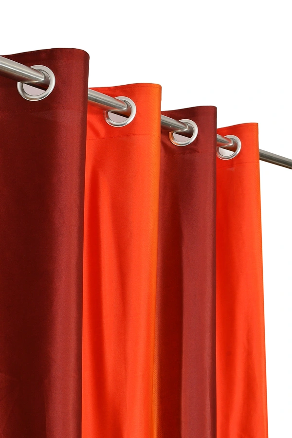 Panipat Textile Hub Polyester Eyelet Orange  Solid Long Crush  curtains Pack of 2 - Window (4x5 Feet)