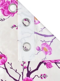 Panipat Textile Hub Polyester Eyelet Pink Designer Print curtains Pack of 2 - Door (4x7 Feet)