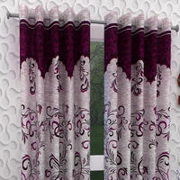 Panipat Textile Hub polyester Eyelet Purple Printed Design curtains Pack of 2 - Window (4x5 Feet)