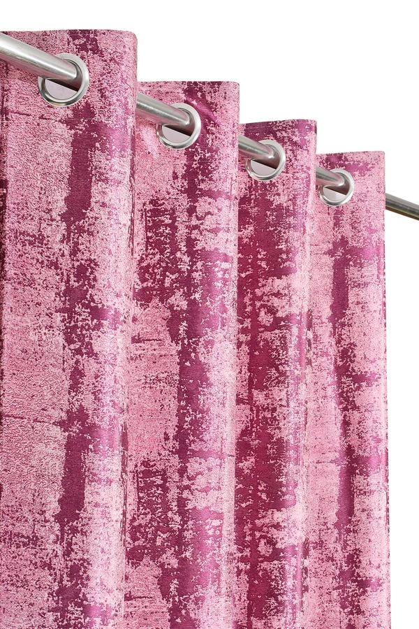 Panipat Textile Hub Polyester Eyelet Wine Designer Print curtains Pack of 2 - Window (4x5 Feet)