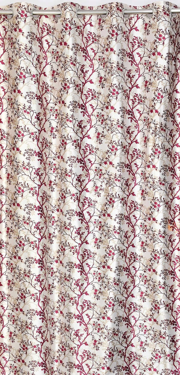 Panipat Textile Hub Polyester Eyelet Wine Designer Print curtains Pack of 2 - Window (4x5 Feet)