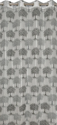 Panipat Textile Hub Semi Transparent  Net Curtains (florel Design ,Gray) Pack of 2 - Door (4x7 Feet)