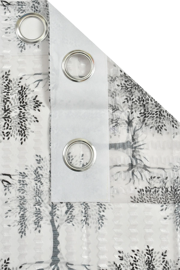 Panipat Textile Hub Semi Transparent  Net Curtains (florel Design ,Gray) Pack of 2 - Door (4x7 Feet)
