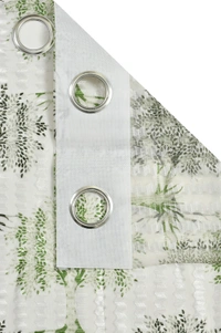 Panipat Textile Hub Semi Transparent  Net Curtains (florel Design ,Green) Pack of 2 - Window (4x5 Feet)