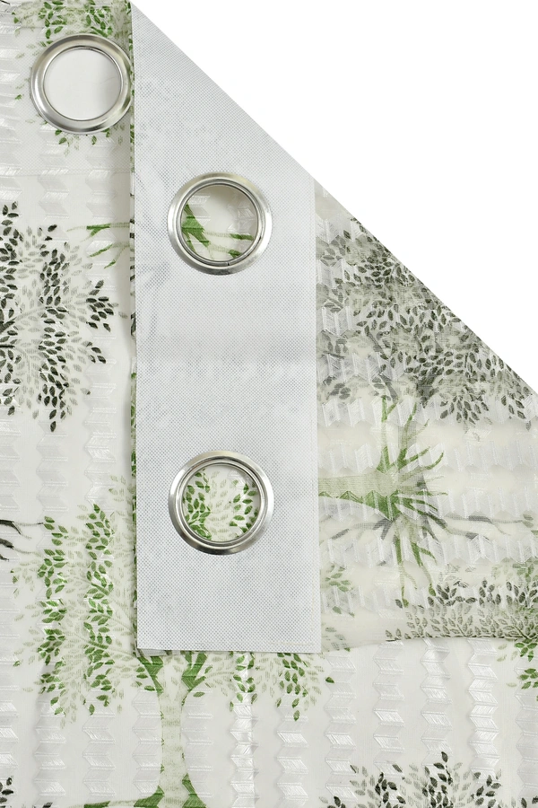Panipat Textile Hub Semi Transparent  Net Curtains (florel Design ,Green) Pack of 2 - Window (4x5 Feet)