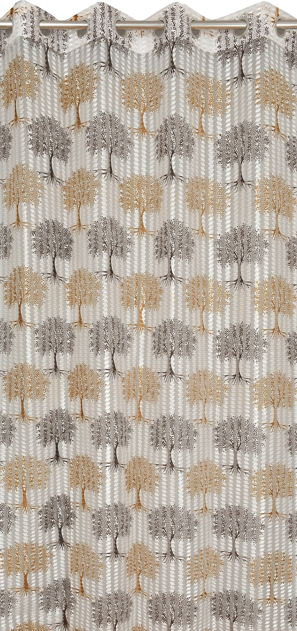 Panipat Textile Hub Semi Transparent  Net Curtains (florel Design ,Brown) Pack of 2 - Window (4x5 Feet)