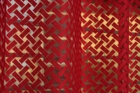 Panipat Textile Hub Semi Transparent  Net Curtains (Floral Design, Red) Pack of 2 - Window (4x5 Feet)
