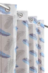 Panipat Textile Hub Semi Transparent  Net Curtains (florel Design , Blue) Pack of 2 - Window (4x5 feet)