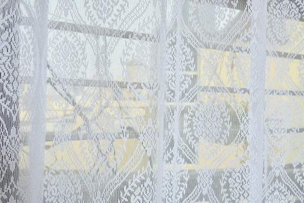 Panipat Textile Hub Semi Transparent  Net Curtains (Demask Design ,White) Pack of 2 - Window (4x5 Feet)