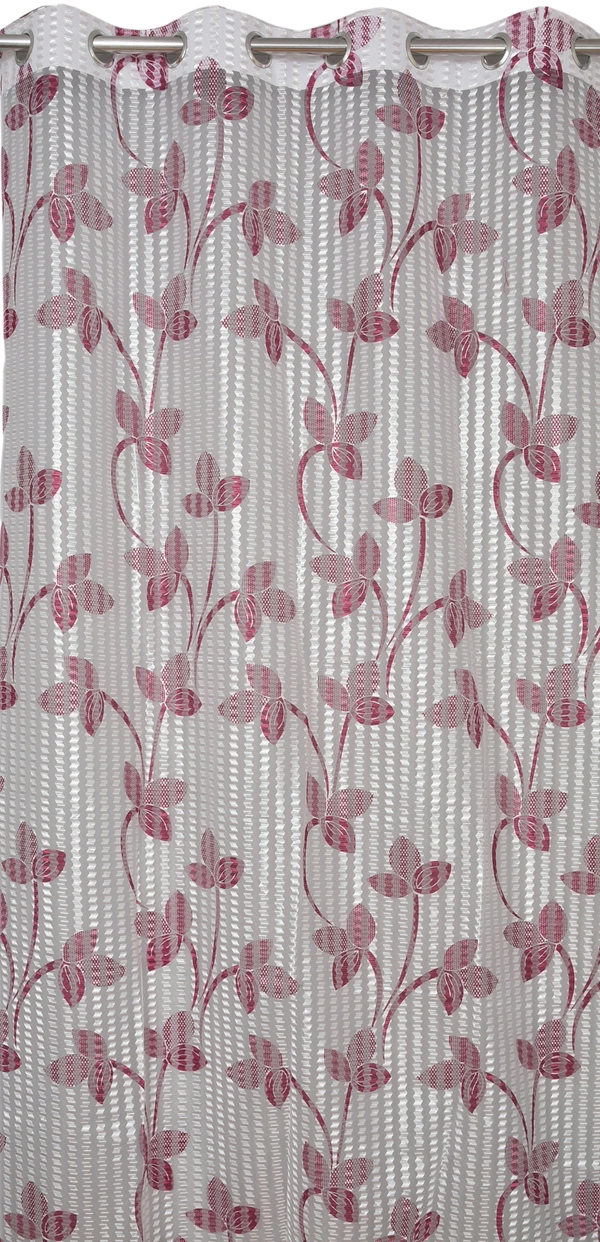 Panipat Textile Hub Semi Transparent  Net Curtains (florel Design ,Wine) Pack of 2 - Window (4x5 feet)