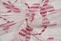 Panipat Textile Hub Semi Transparent  Net Curtains (florel Design ,Wine) Pack of 2 - Window (4x5 feet)