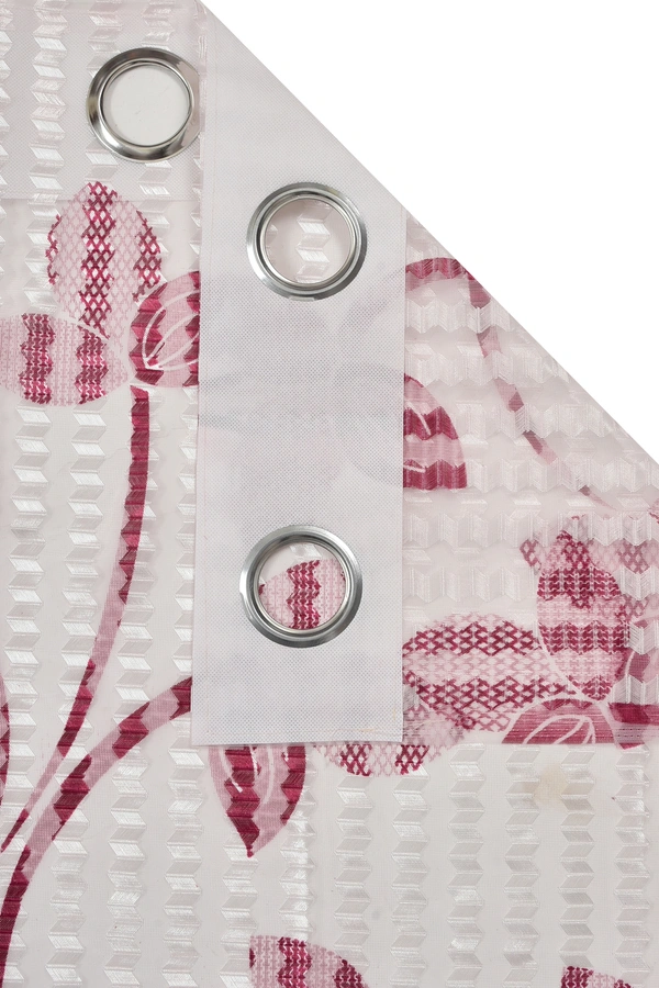 Panipat Textile Hub Semi Transparent  Net Curtains (florel Design ,Wine) Pack of 2 - Window (4x5 feet)