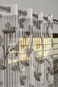 Panipat Textile Hub Semi Transparent  Net Curtains (florel Design ,Brown) Pack of 2 - Window (4x5 feet)