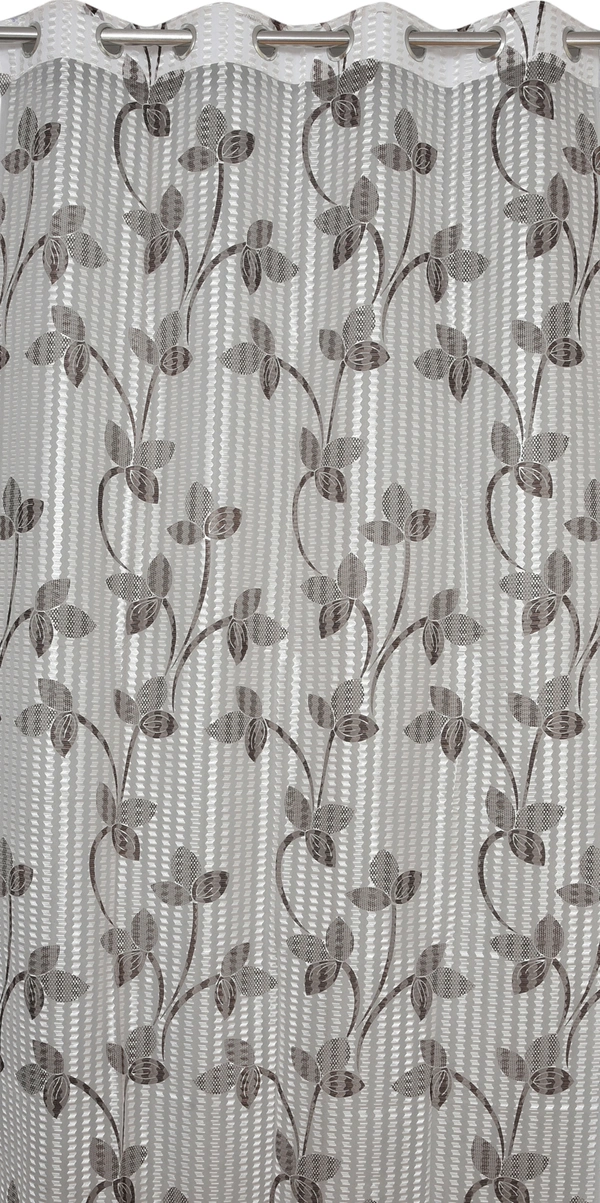 Panipat Textile Hub Semi Transparent  Net Curtains (florel Design ,Brown) Pack of 2 - Window (4x5 feet)