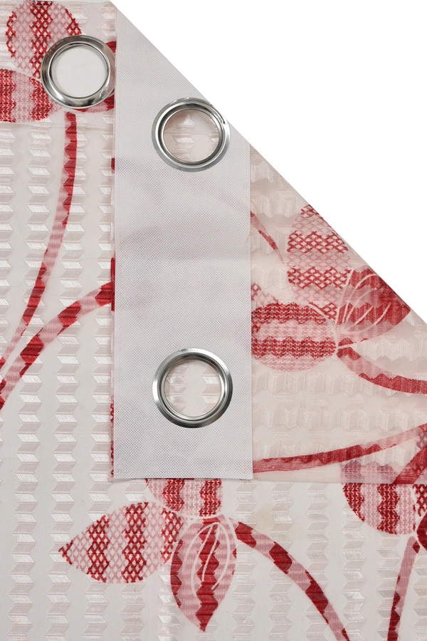 Panipat Textile Hub Semi Transparent  Net Curtains (florel Design ,Maroon) Pack of 2 - Window (4x5 feet)