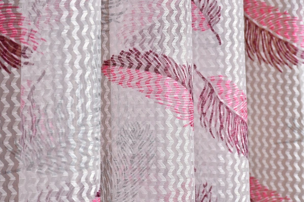 Panipat Textile Hub Semi Transparent  Net Curtains (florel Design , Wine) Pack of 2 - Window (4x5 feet)