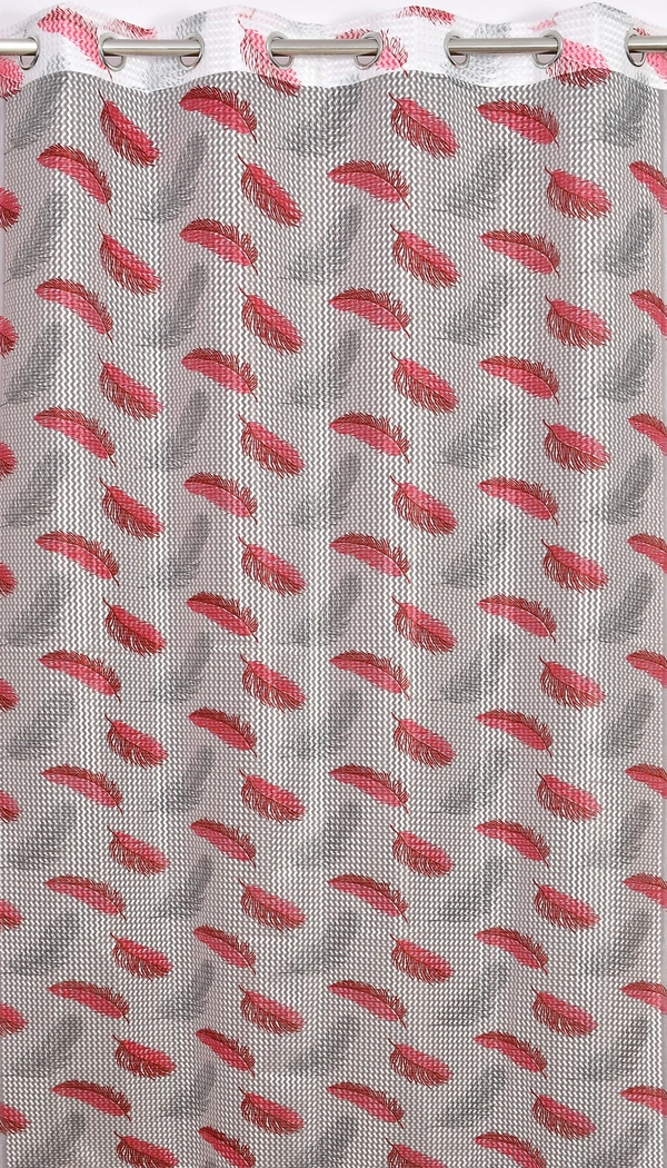 Panipat Textile Hub Semi Transparent  Net Curtains (florel Design , Marron) Pack of 2 - Window (4x5 feet)