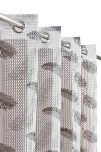 Panipat Textile Hub Semi Transparent  Net Curtains (florel Design , Gray) Pack of 2 - Door (4x7 Feet)